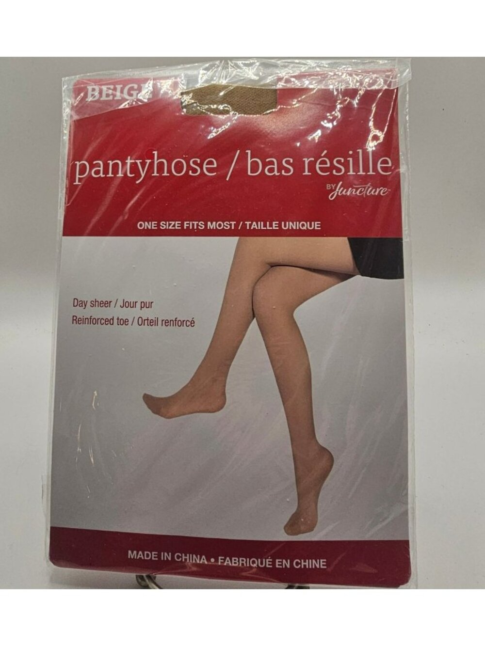 Beige Day Sheer Pantyhose By Juncture One Size Fits Most With Reinforced Toe